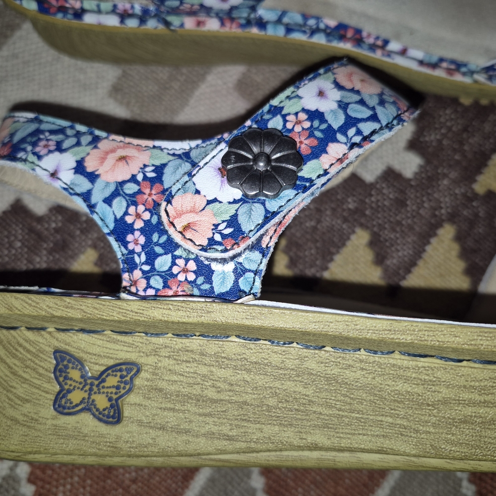 🔥Alegria PG Lite 39 8.5 Springer Floral Print Leather Sandal Rocker Platform - Picture 2 of 11